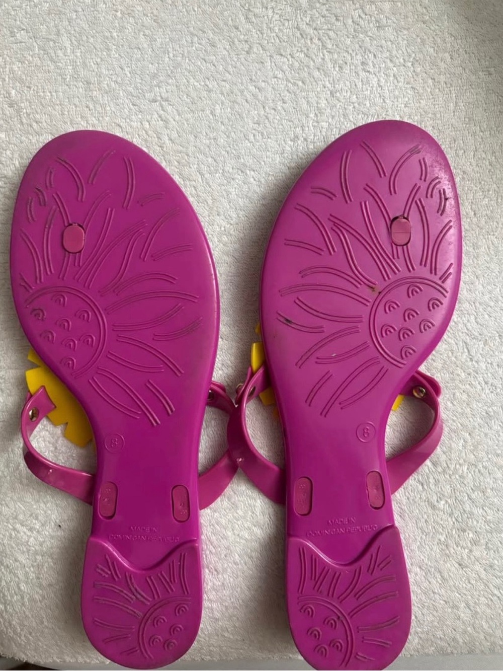 Jack Rogers Hot Pink Jelly Sandals with Multicolor Flower Accents - Picture 2 of 2